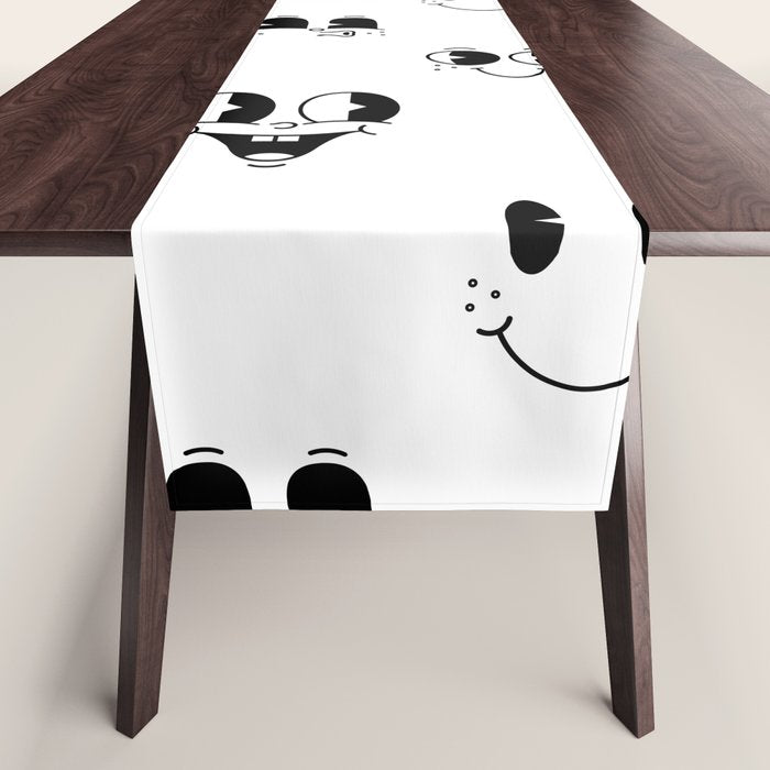Vintage cartoon mascot face doodle pattern Table Runner Gallery Image 1