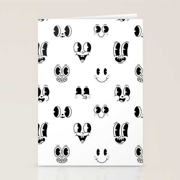 Vintage cartoon mascot face doodle pattern Stationery Card Gallery Image 2