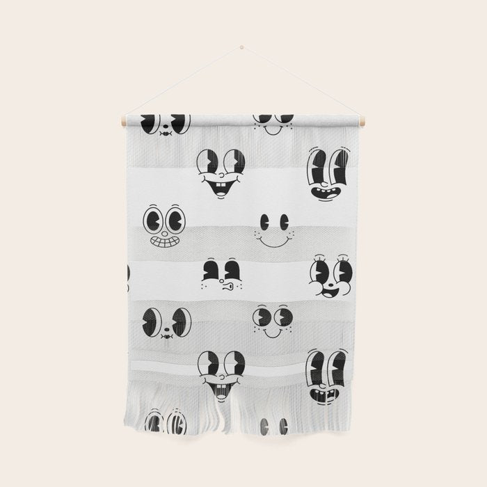 Vintage cartoon mascot face doodle pattern Wall Hanging Gallery Image 1