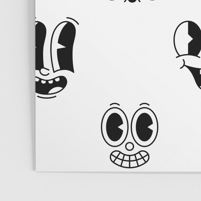 Vintage cartoon mascot face doodle pattern Poster Gallery Image 3
