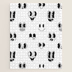 Vintage cartoon mascot face doodle pattern Jigsaw Puzzle Gallery Image 1