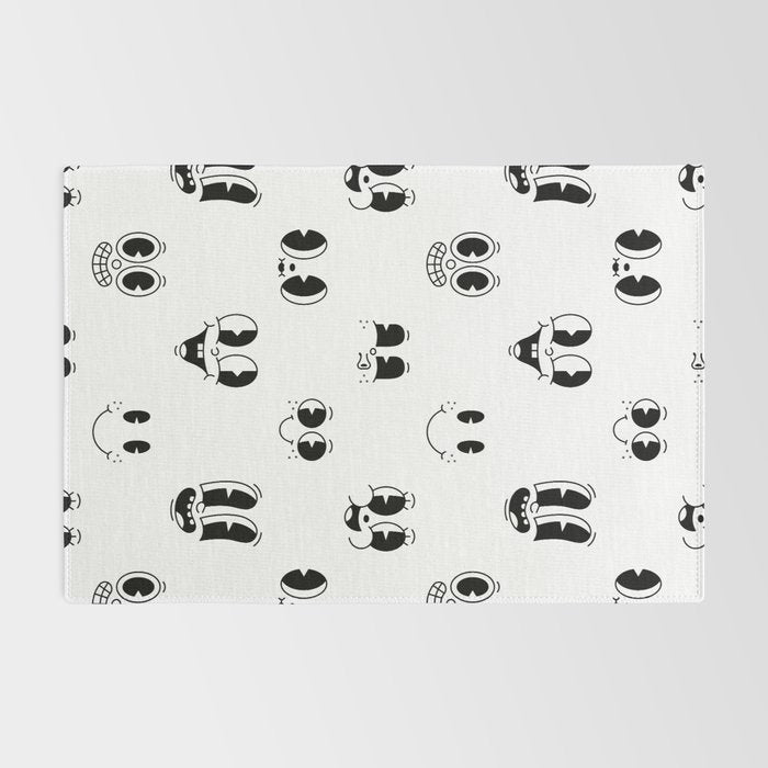 Vintage cartoon mascot face doodle pattern Rug Gallery Image 2
