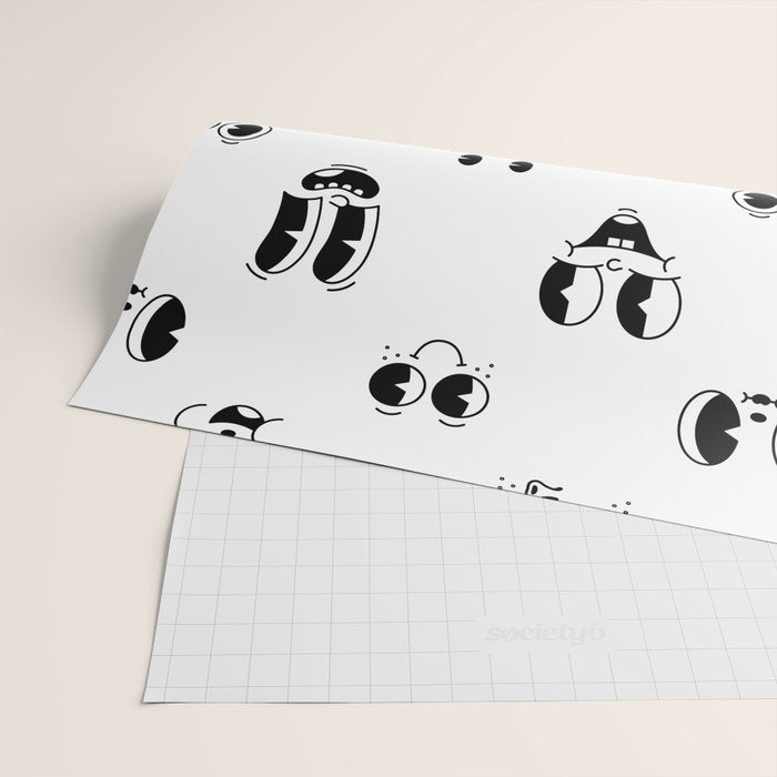 Vintage cartoon mascot face doodle pattern Wrapping Paper Gallery Image 2