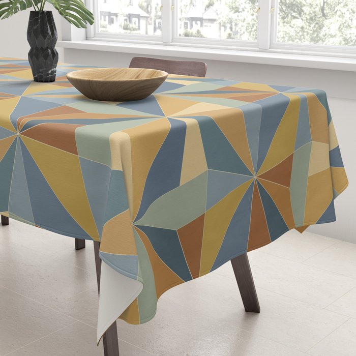 Kaleidoscope Tile Pattern III Warm Earthy Summer Tablecloth Gallery Image 3