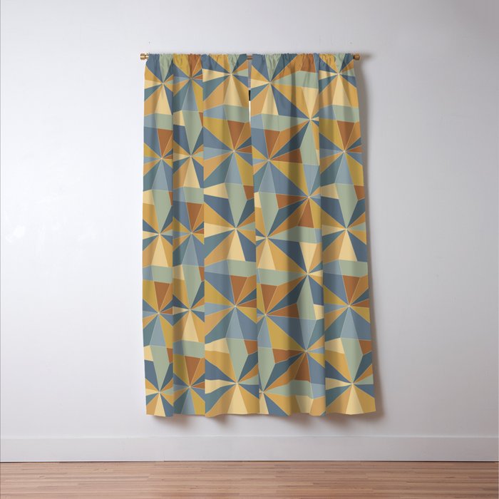 Kaleidoscope Tile Pattern III Warm Earthy Summer Window Curtain Gallery Image 3