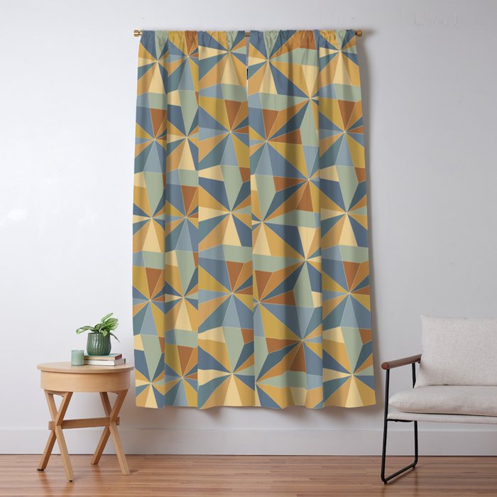 Kaleidoscope Tile Pattern III Warm Earthy Summer Window Curtain Gallery Image 1