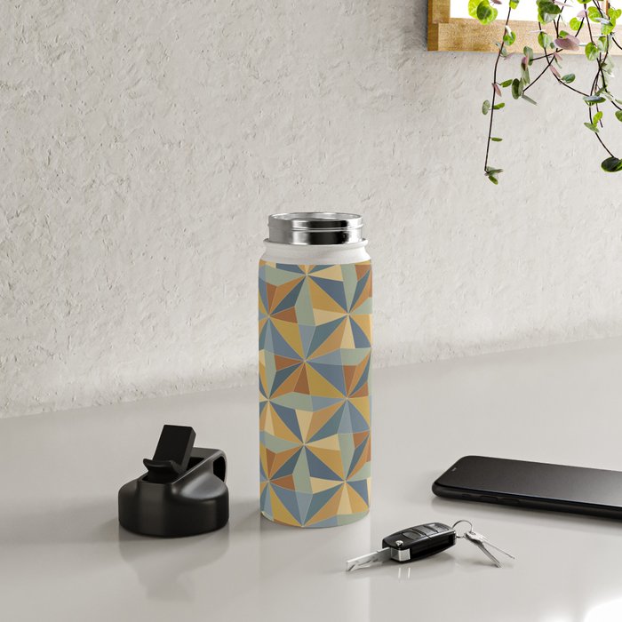 Kaleidoscope Tile Pattern III Warm Earthy Summer Water Bottle Gallery Image 4