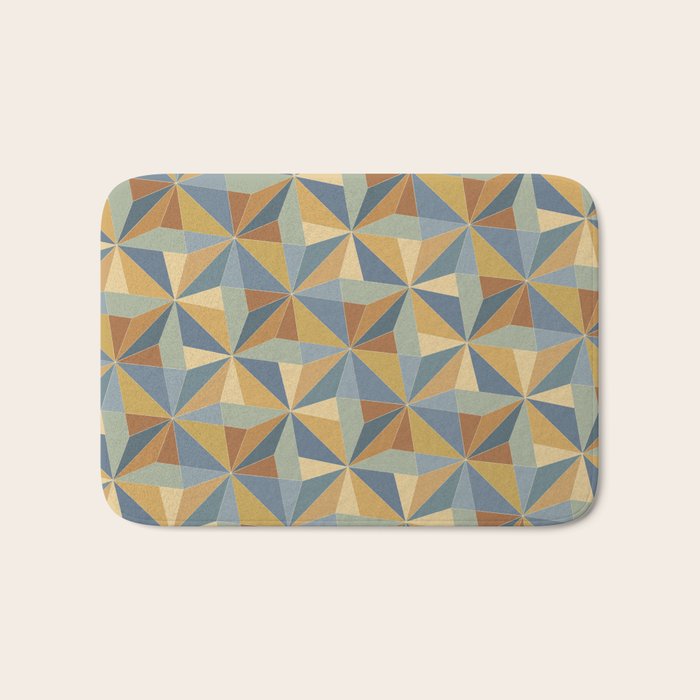 Kaleidoscope Tile Pattern III Warm Earthy Summer Bath Mat Gallery Image 1
