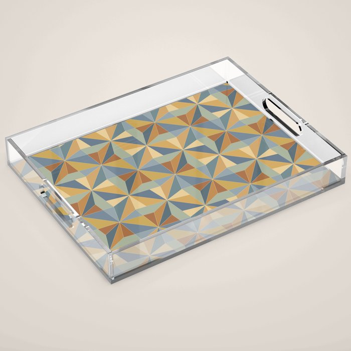 Kaleidoscope Tile Pattern III Warm Earthy Summer Acrylic Tray Gallery Image 1