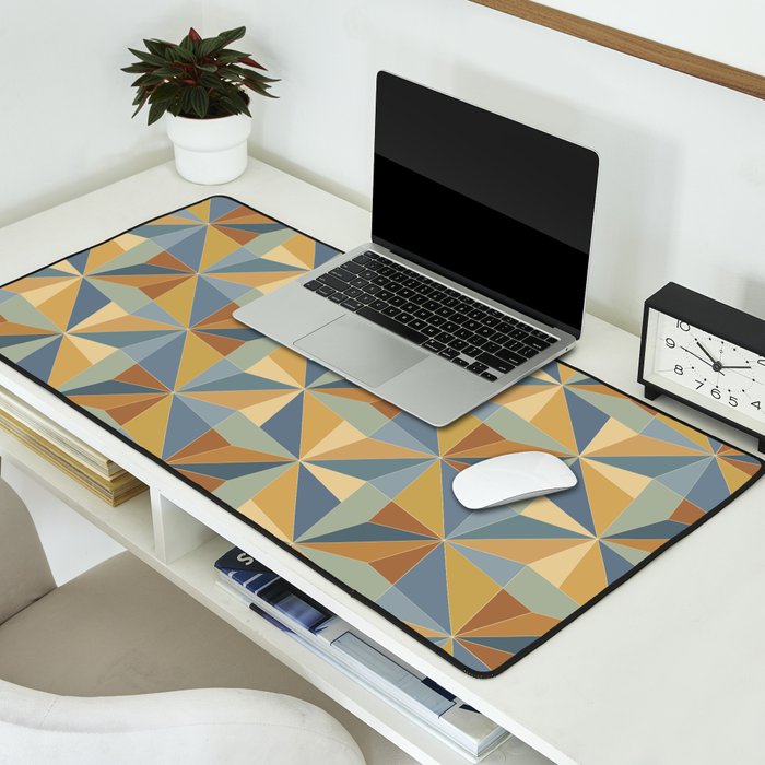 Kaleidoscope Tile Pattern III Warm Earthy Summer Desk Mat Gallery Image 2