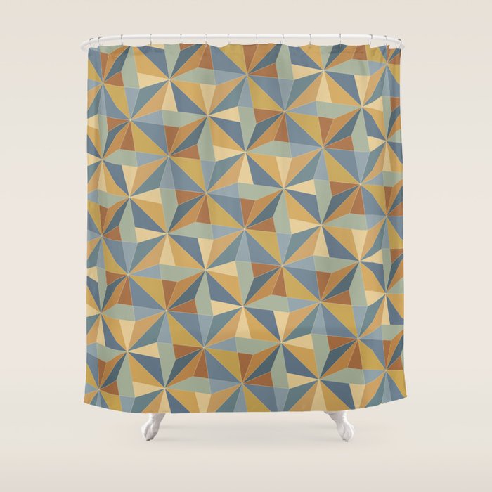 Kaleidoscope Tile Pattern III Warm Earthy Summer Shower Curtain Gallery Image 1