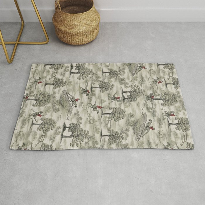 Not-So-Traditional English Fox Hunt with Dinosaurs Rug Gallery Image 1
