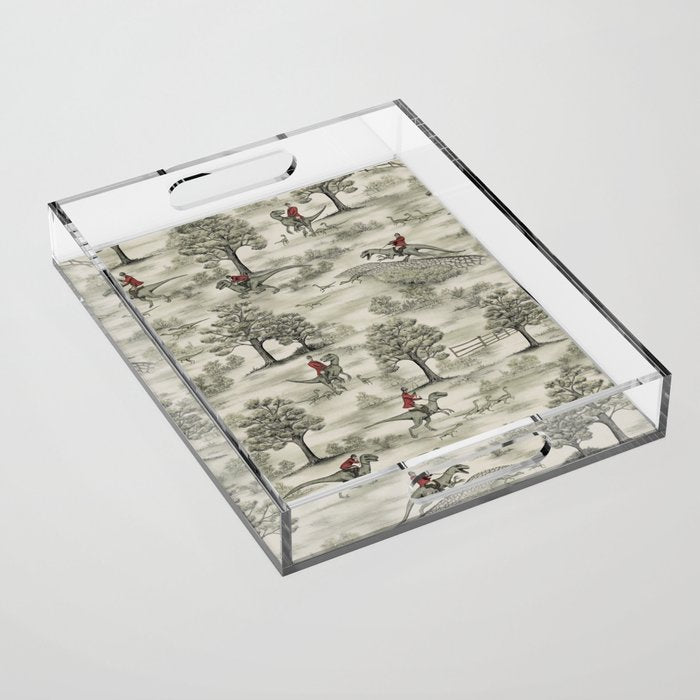 Not-So-Traditional English Fox Hunt with Dinosaurs Acrylic Tray Gallery Image 1