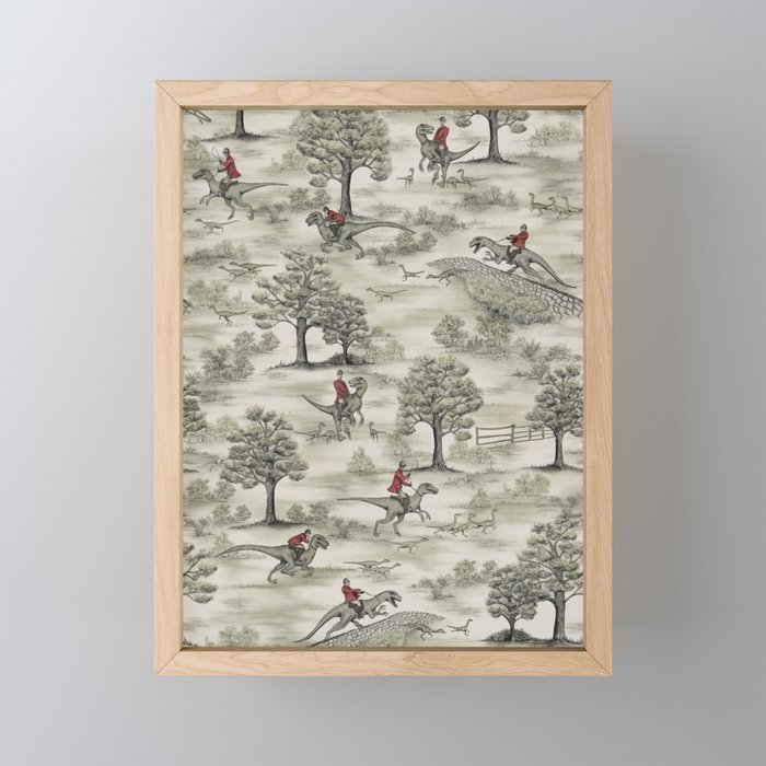 Not-So-Traditional English Fox Hunt with Dinosaurs Mini Art Print Gallery Image 1