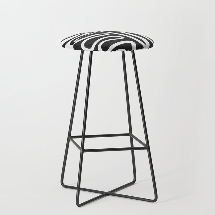ABSTRACTION 01 | Black and White Abstract Series Stool Gallery Image 1
