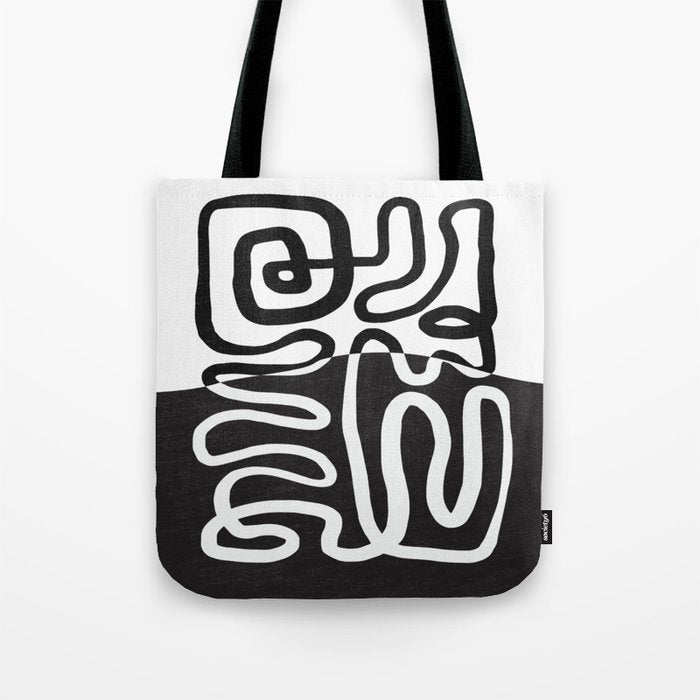 ABSTRACTION 01 | Black and White Abstract Series Tote Bag Gallery Image 1