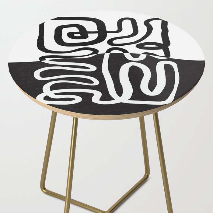 ABSTRACTION 01 | Black and White Abstract Series Side Table Gallery Image 2