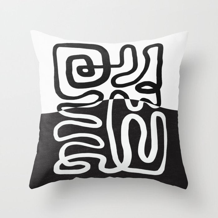 ABSTRACTION 01 | Black and White Abstract Series Throw Pillow Gallery Image 1