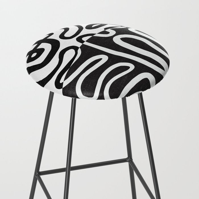 ABSTRACTION 01 | Black and White Abstract Series Stool Gallery Image 2