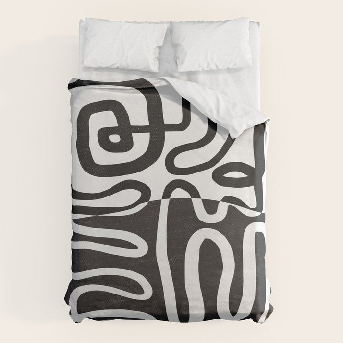 ABSTRACTION 01 | Black and White Abstract Series Duvet Cover Gallery Image 1
