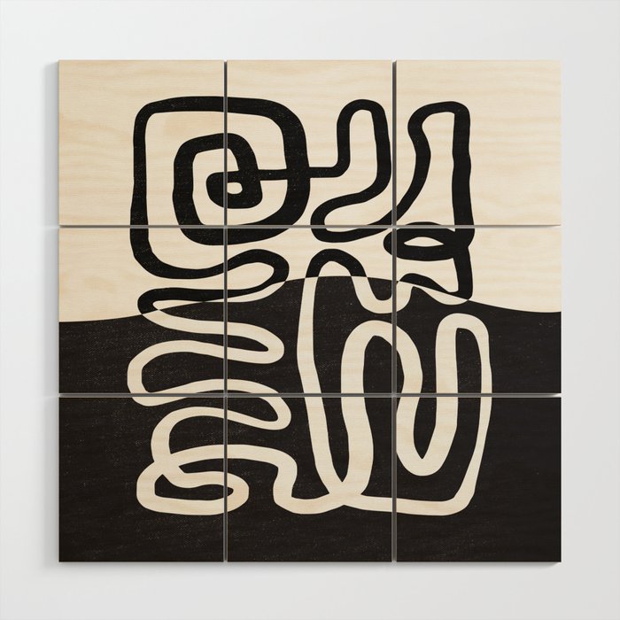 ABSTRACTION 01 | Black and White Abstract Series Wood Wall Art Gallery Image 1