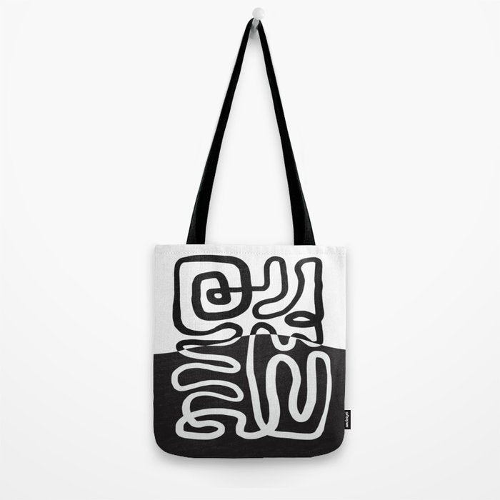 ABSTRACTION 01 | Black and White Abstract Series Tote Bag Gallery Image 2