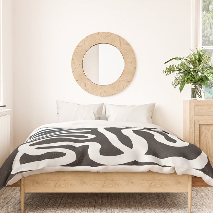ABSTRACTION 01 | Black and White Abstract Series Duvet Cover Gallery Image 3