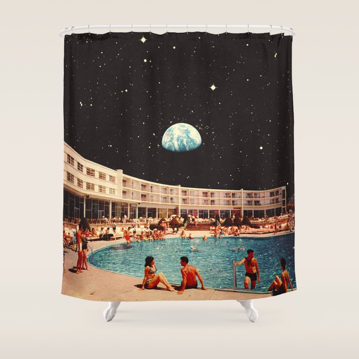 Lunar Pool Life Shower Curtain Gallery Image 1