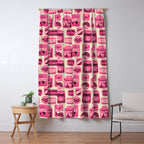 Vagabondâs Cupboard - pink and black on cream Window Curtain Gallery Image 5