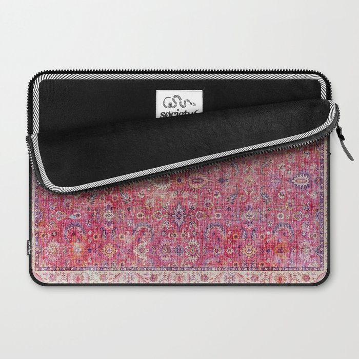 N45 - Pink Vintage Traditional Moroccan Boho & Farmhouse Style Artwork. Laptop Sleeve Gallery Image 2