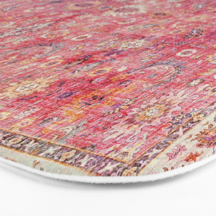 N45 - Pink Vintage Traditional Moroccan Boho & Farmhouse Style Artwork. Bath Mat Gallery Image 3