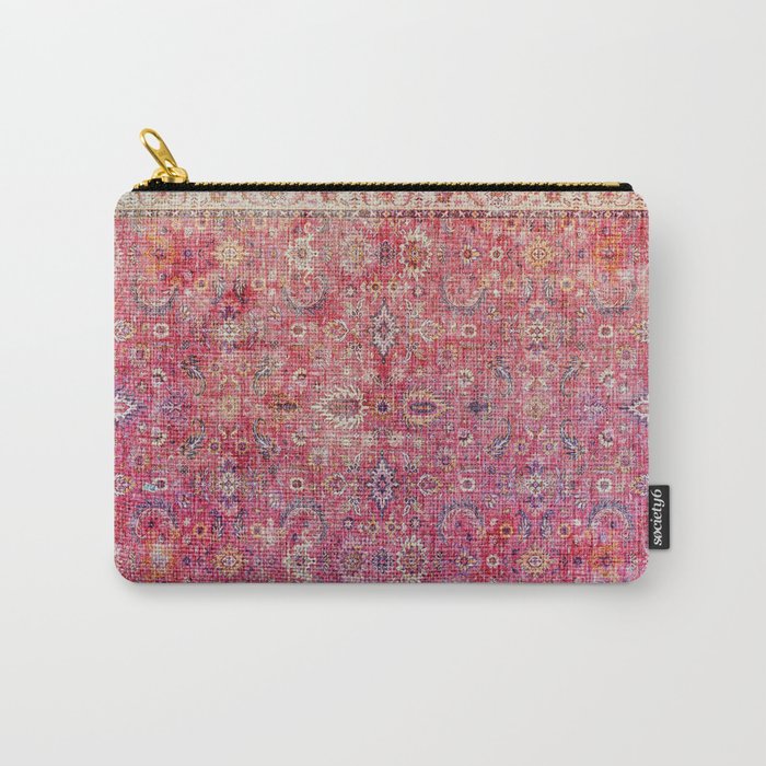 N45 - Pink Vintage Traditional Moroccan Boho & Farmhouse Style Artwork. Carry All Pouch Gallery Image 1