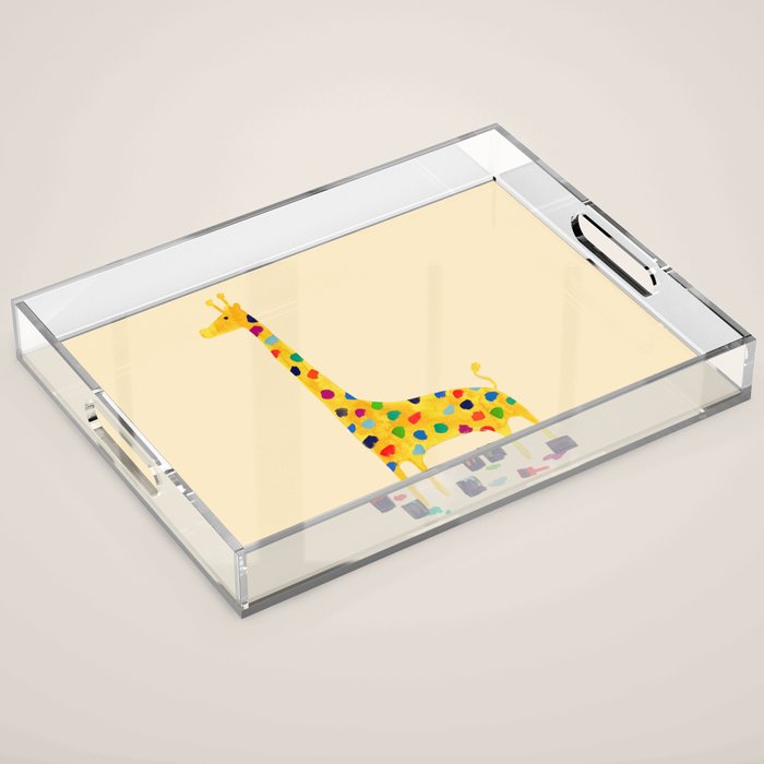 Paint by number giraffe Acrylic Tray Gallery Image 1