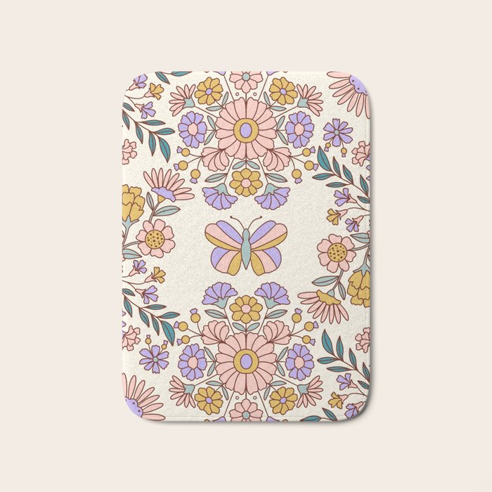Butterfly Floral Garden  Bath Mat Gallery Image 1