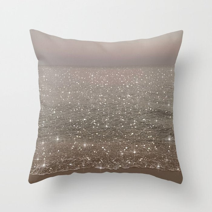 Beach Ocean Glitter Throw Pillow Gallery Image 6
