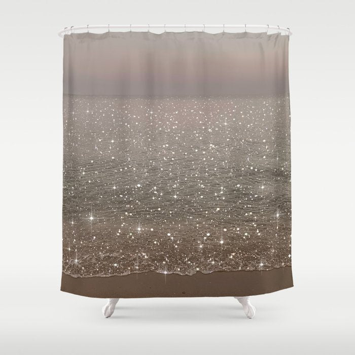 Beach Ocean Glitter Shower Curtain Gallery Image 1