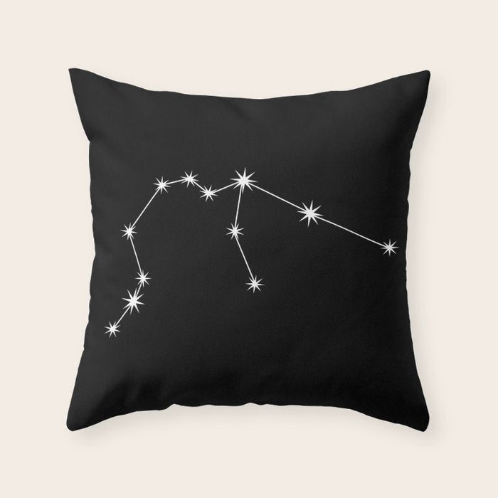 Aquarius Zodiac Star Constellation Line Art Black Throw Pillow Gallery Image 1