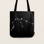 Aquarius Zodiac Star Constellation Line Art Black Tote Bag Gallery Image 1