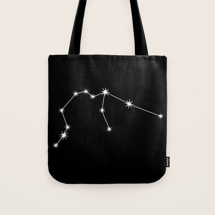 Aquarius Zodiac Star Constellation Line Art Black Tote Bag Gallery Image 1