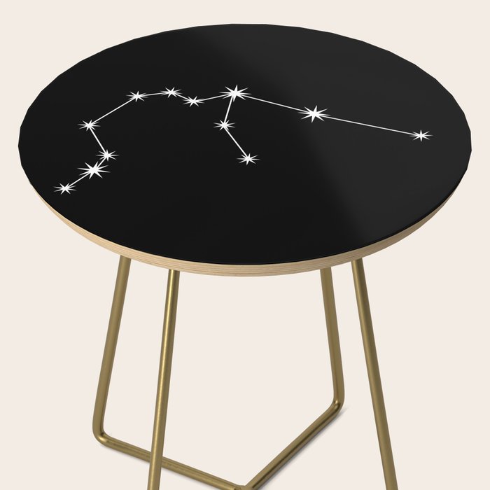 Aquarius Zodiac Star Constellation Line Art Black Side Table Gallery Image 2
