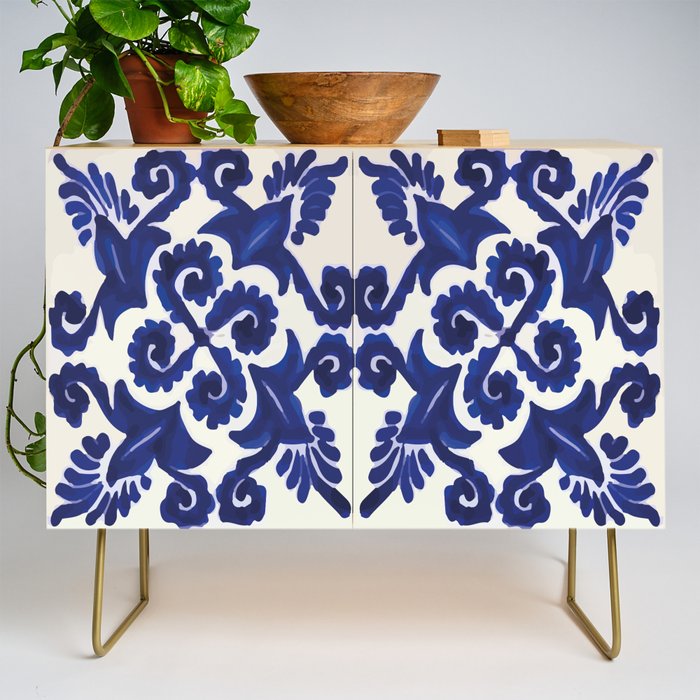 Talavera mexican tile traditional blue ceramic mosaic Credenza Gallery Image 1