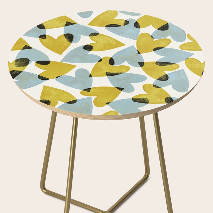 Linocut Hearts / Blue & Yellow Side Table Gallery Image 2