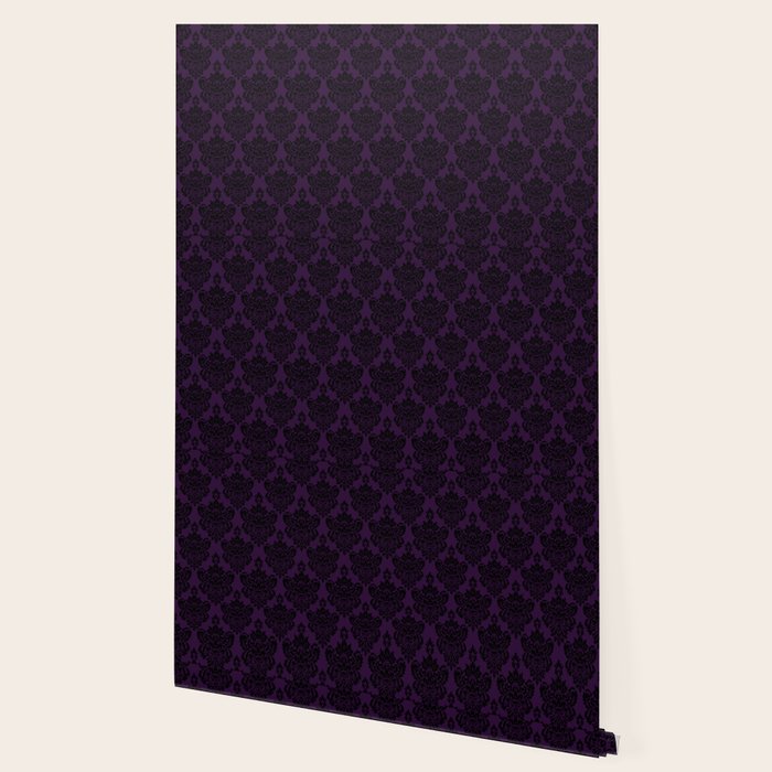 Black Damask Pattern 2- Aubergine Purple Wallpaper Gallery Image 2