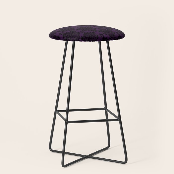 Black Damask Pattern 2- Aubergine Purple Stool Gallery Image 1