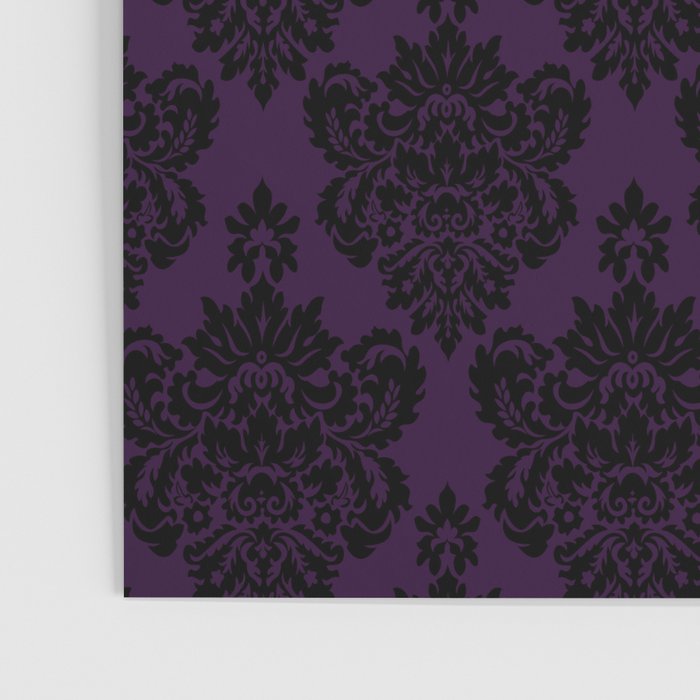 Black Damask Pattern 2- Aubergine Purple Poster Gallery Image 3