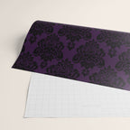Black Damask Pattern 2- Aubergine Purple Wrapping Paper Gallery Image 2