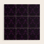Black Damask Pattern 2- Aubergine Purple Wood Wall Art Gallery Image 1