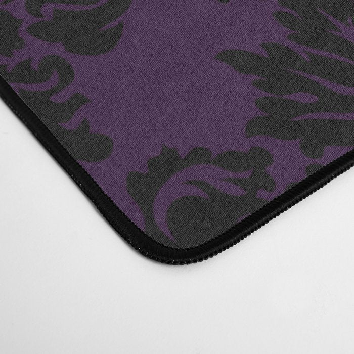 Black Damask Pattern 2- Aubergine Purple Desk Mat Gallery Image 4