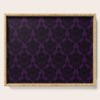 Black Damask Pattern 2- Aubergine Purple Serving Tray Gallery Image 1