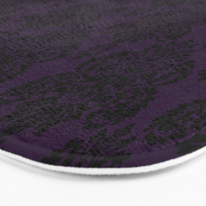 Black Damask Pattern 2- Aubergine Purple Bath Mat Gallery Image 3